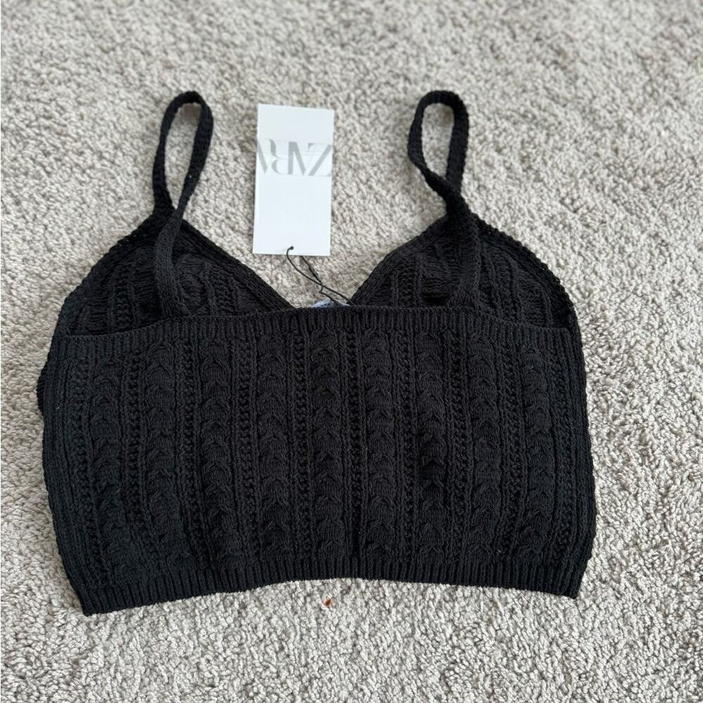 ZARA CHENILLE CROP TOP - SIZE M - BRAND NEW WITH TAG - Picture 6 of 9